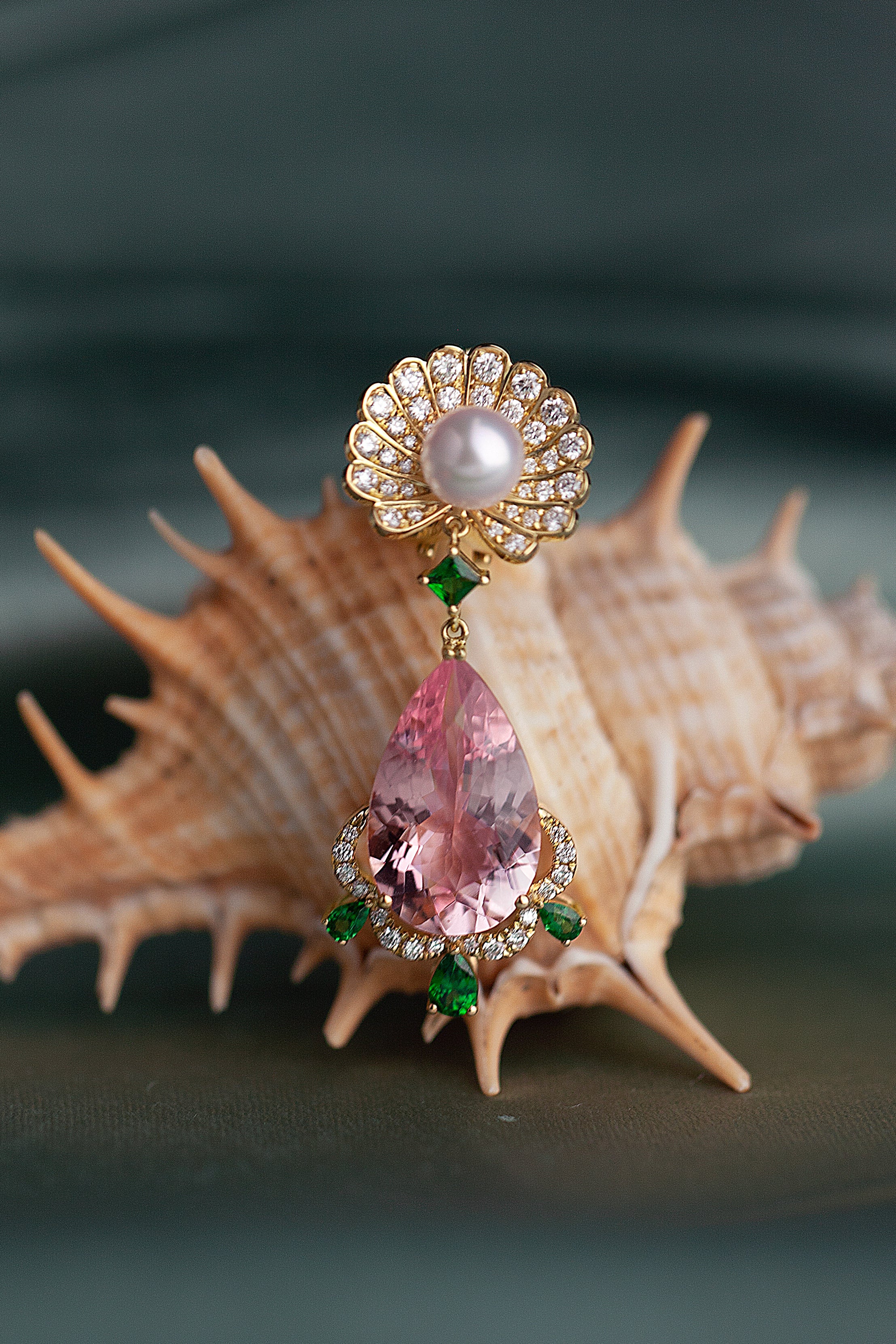 The Venus Earrings, Morganite and AKOYA Pearl