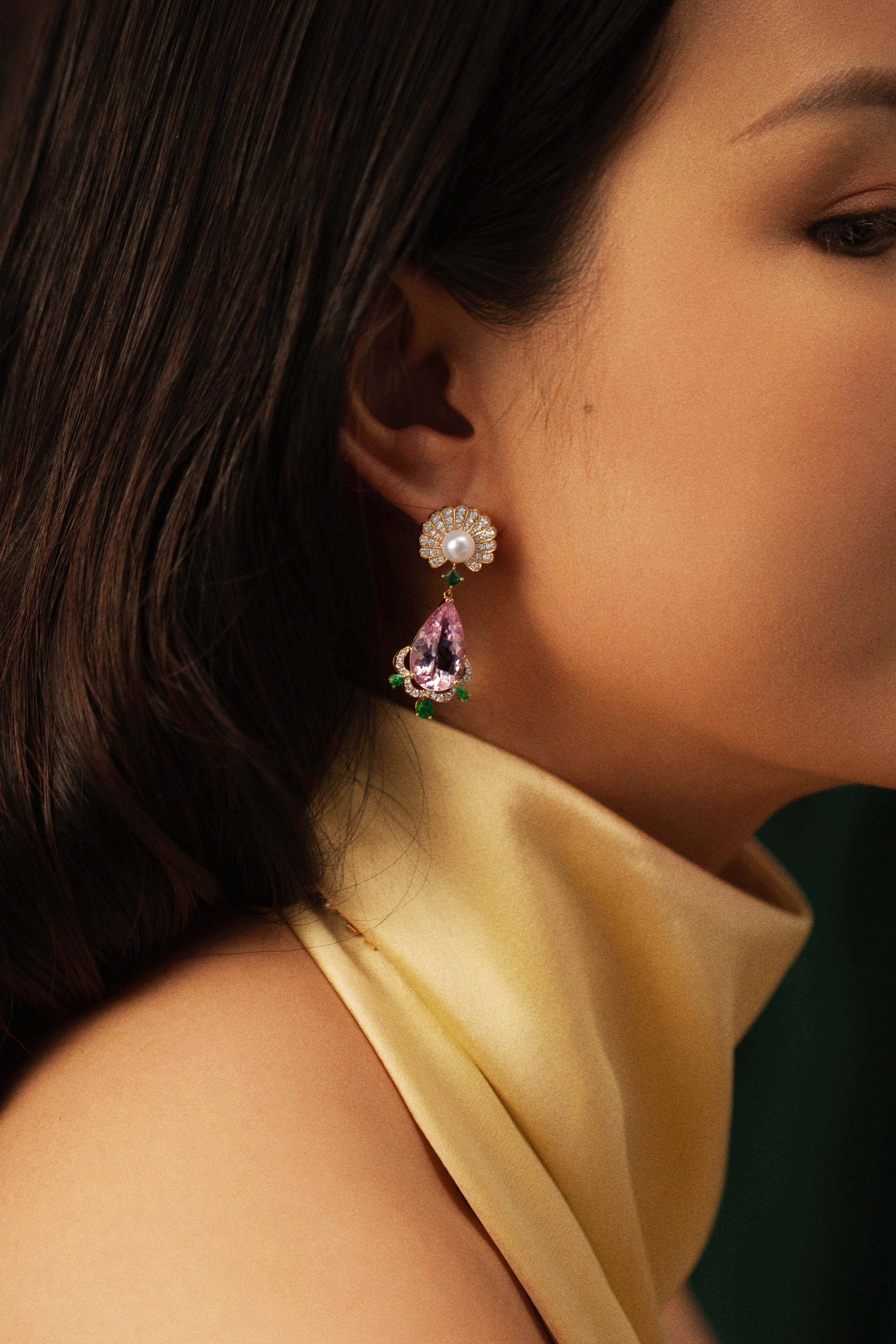 The Venus Earrings, Morganite and AKOYA Pearl